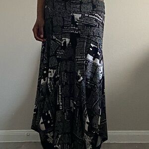 Connie newspaper nyc Black and White High-Low lowrise fairy skirt stretchy